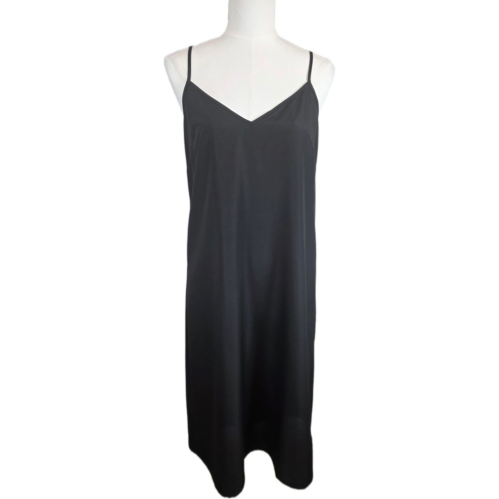 Madewell Black V-Neck Semi-Sheer Midi Slip w/Adjustable Straps
